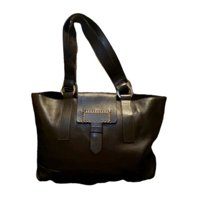 Bolso de Mano Falor Dk Marrón Cuero Italiano Mantequilla Suave Gamuza Forro Doble Asa  Foto 1 de 4