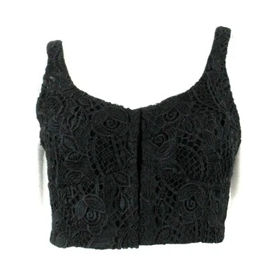 CHARO RUIZ IBIZA BLACK EMBROIDERED GUIPURE LACE BRALETTE CROP TOP SZ.S-NWT - Image 1 of 4
