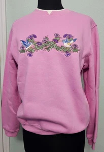 Rebecca Malone sweatshirt embroidered Hummingbirds Vintage 90s Medium - Picture 1 of 9