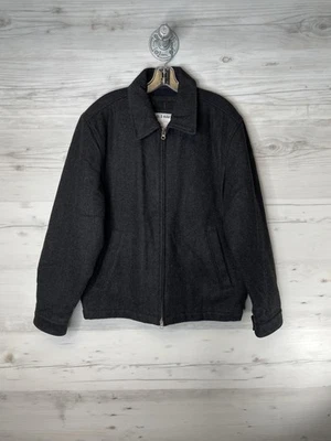 Vintage Old Navy Jacket Mens Medium Charcoal Wool Blend Zip Lined Fall 03 00s - Image 1 of 4