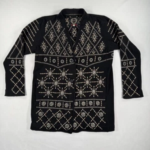 Johnny Was Biya Black Embroidered Two Button Cardigan, Size XL - Picture 1 of 13