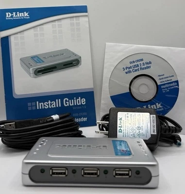 D-LINK DUB CR200 Hub USB 2.0 3Port - w power cord and usb cable - Image 1 of 4