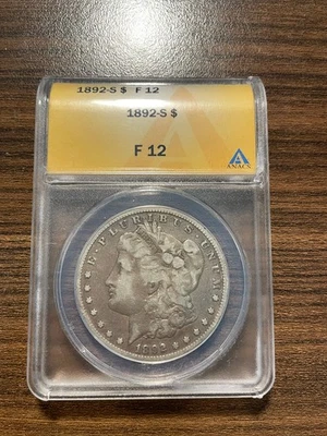 1892-S Morgan Silver Dollar $1 ANACS FINE 12 F12 F 12 - Image 1 of 4