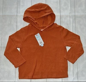 NWT Cat & Jack Girls Rib Pullover Hoodie Top Cinnamon / Orange Brown Size XS 4/5 - Picture 1 of 8