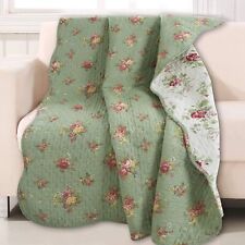 Cozy Line Home Fashions Vintage Floral Quilted Throw 100 Cotton Reversible All