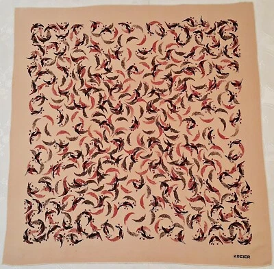 SUIZA-BUFANDA CUADRADA VINTAGE AUTÉNTICA KREIER ARTE FLORAL ROSA MARRÓN SEDA 33" Foto 1 de 4