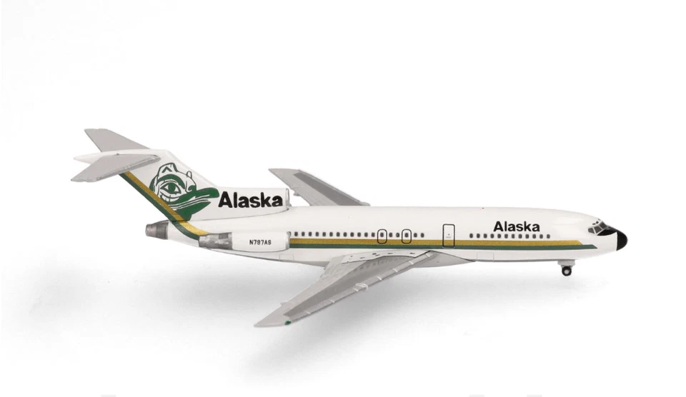 1:500 Herpa Alaska Airlines Boeing 727-100 Passenger Airplane Diecast Model - Image 1 of 1