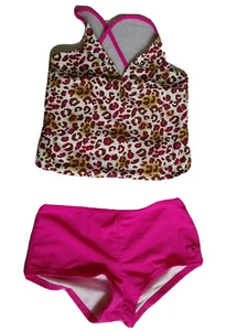 Ocean Pacific Youth Girls 2 Pcs Set Tankini Swimsuit L (10/12) Animal Print,pink - Picture 1 of 8