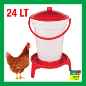 ABBEVERATOIO RAPID CLEAN 24 LT SERBATOIO A SECCHIO ROSSO PER GALLINE POLLI - Foto 1 di 1