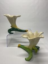Pair of Vintage Yellow Easter Lily Ceramic Vases