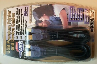 Stratitec Premium USB Printer & Device Cable Scanner, Camera -Pack of 2,6.5 ft - Image 1 of 3