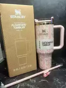 Stanley x Love shack Fancy 40 oz Blooming Heirloom Quencher Pink Tumbler New - Picture 1 of 2