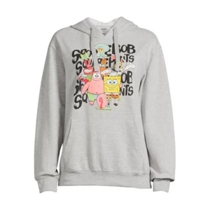 Nickelodeon SpongeBob Juniors Graphic Hooded Pullover Sweatshirt Grey Size XS(1) - Picture 1 of 5