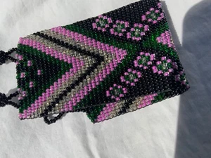 Pulsera envolvente con cuentas de semillas de vidrio checo hecha a mano púrpura negro boho festival asiático - Imagen 1 de 6