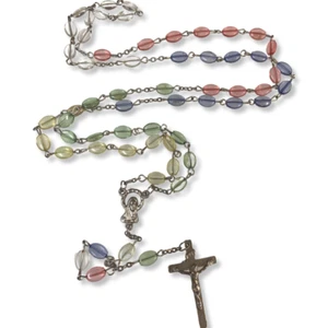 Vintage Rosary Beads Rainbow Catholic Prayer Beads - Picture 1 of 6