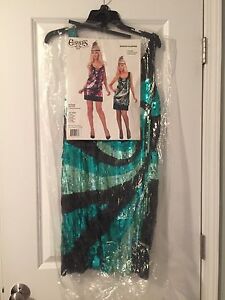 NWT Charades - Turquoise and Black Sequin Flapper dress/costume size medium
