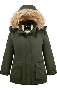 Soularge Women's Winter Plus Size 4x Sherpa Lined Jacket with Detachable Hood - Picture 1 of 9