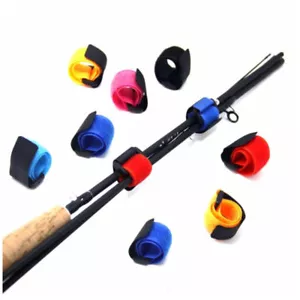 10pcs Fishing Rod Wrap Tie Holder Strap Bands Fastener Ties Fishing Kit Set UK - Picture 1 of 10
