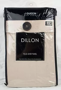 J QUEEN Dillon Rod Pocket Button Fold-Over Panel Chevron Velour 50"x95" - Linen - Picture 1 of 8