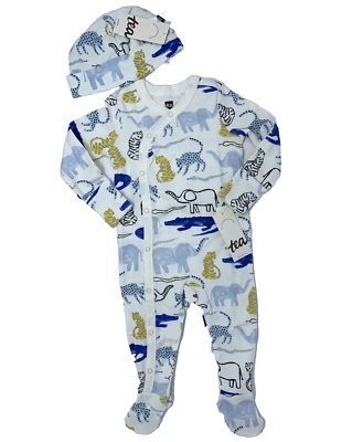 NUEVO CON ETIQUETAS Colección de Té Bebés Niños 3-6 Meses Animales de la Selva Patas Mameluco y Sombrero Foto 1 de 4