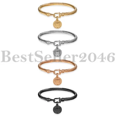 Hombres Mujeres San Benito Mal Protección Medalla Dije Acero Inoxidable Pulsera Foto 1 de 4