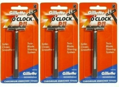 Gillette 7 O'Clock Trac II cabo de barbear barbear limpo para homens pacote com 3 peças - Imagem 1 de 3