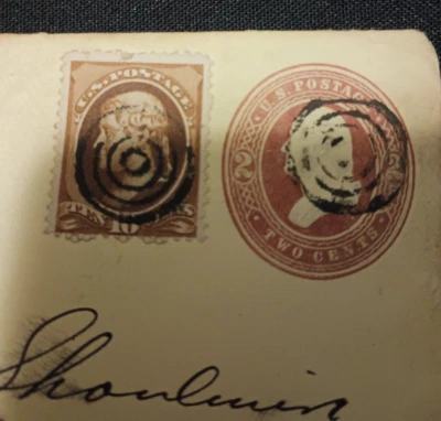 Vintage Postage Stamp ,  Thomas Jefferson, 10 Cent & 2 cent   W / Original Mail - Image 1 of 4