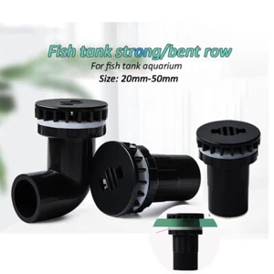 PVC Tank Connector/bulkhead Adhesive Pipe Fitting For Aquariums 20mm~50mm Black - Picture 1 of 8