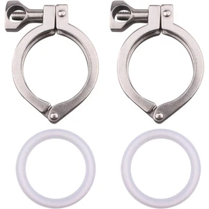2X abrazaderas de trébol de acero inoxidable de 1,5" con sello de silicona 50,5 mm férula OD - Imagen 1 de 5