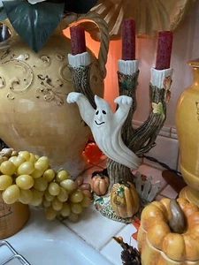 Fitz Floyd Classics ~ Halloween Ernte Kandelaber mit Kerzen 12"x8"x6" ~ Vintage - Bild 1 von 9