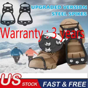 Ice Snow Anti Slip Spikes Grips Grippers Crampons Cleats For Hike Shoes Boot M/L - Picture 1 of 7