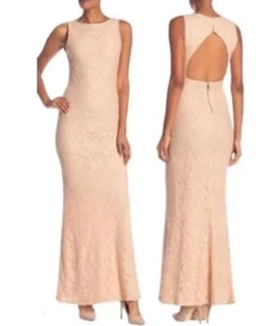 $398 NWT Alice Olivia Sachi Open-Back Gown Blush Lace Overlay Sleeveless Size 8 - Picture 1 of 8