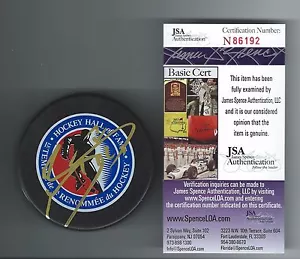 JOE SAKIC SIGNED COLORADO AVALANCHE HOCKEY HALL OF FAME HOF PUCK JSA COA N86192 - Picture 1 of 1