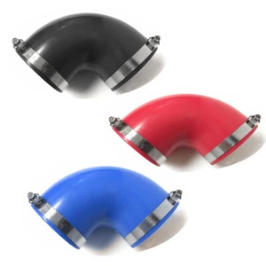 3.5" 90 Degree Rubber Elbow Intake Turbo Coupler and 2 Clamps Red Blue Black - Picture 1 of 4