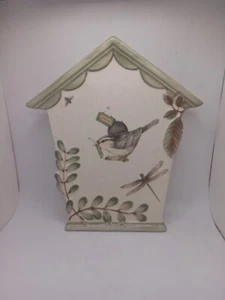 Pfaltzgraff Naturewood Birdhouse Shaped Serving Tray /Trivet Dragonfly Bird - Picture 1 of 7