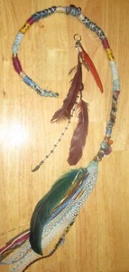 2 SE Hair Extension Deadlock 28" Women Long Handmade Locs Beaded Feathers - Picture 1 of 14