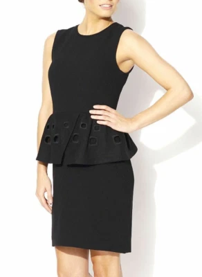 Nuevo Vestido Corto Tibi Mezcla Lana Ponte Sin Mangas Peplum Vaina Negro 12 L Foto 1 de 4