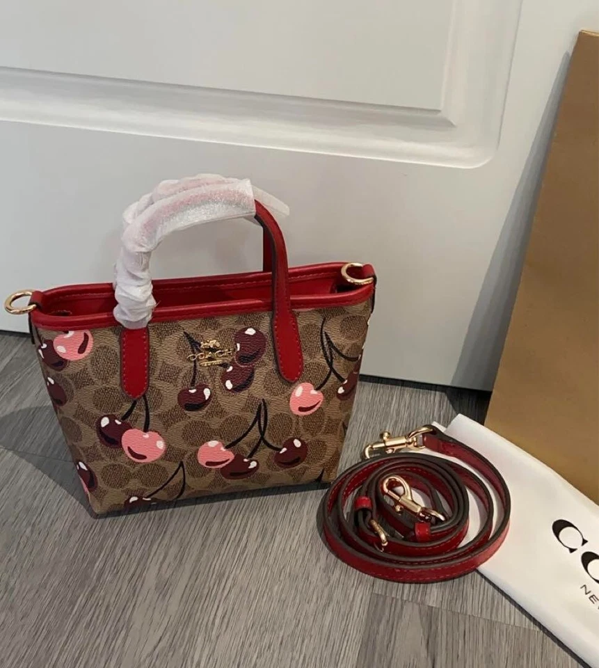 COACH City Mini Tote Bag in Signature Canvas with Cherry Print CY737 Outlet