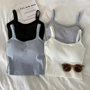 Solid Tight Elasticity Undershirt Sleeveless Female Underwear Crop Top Women - Picture 1 of 16