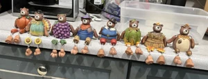 8 Shelf Sitters Bears Fall Harvest Thankgiving Big Smiles Veggies Fruit Resin - Picture 1 of 5