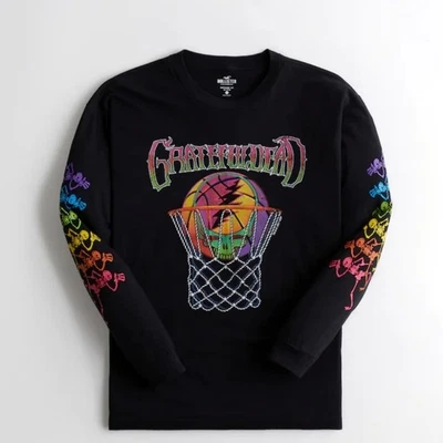 Camiseta Hollister Grande Negra Grateful Dead Baloncesto Esqueleto Manga Larga Foto 1 de 4
