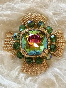 Vintage Napier signierte WASSERMELONE AB Brosche Anhänger Malteserkreuz goldfarben 2" breit - Bild 1 von 7