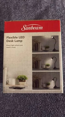 Sunbeam Flexible LED Desk Lamp Energy Star 3.2W White Adjustable Neck Office Lig - Image 1 of 3