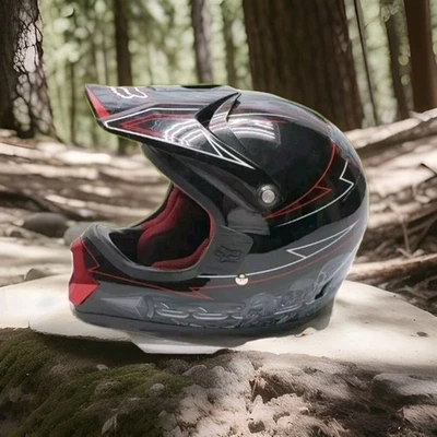 Fox Tracer Pro Jr Motorcross Black And Gray Skull Design Youth Helmet KS 48cm - Image 1 of 4