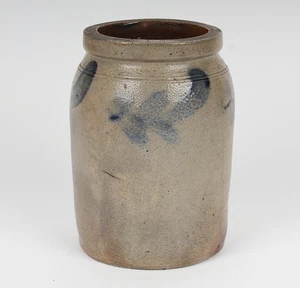 Richard Remmey Philadelphia PA - 1860s Stoneware Decorated Leaf Fruit Jar CROCK  - Picture 1 of 9