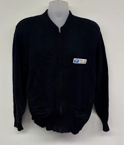 USPS Strickpullover mit durchgehendem Reißverschluss marineblau Logoaufnäher Cardigan Taschen US Postal Service L - Bild 1 von 7