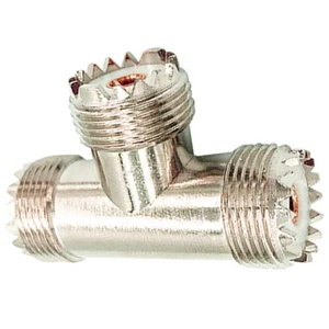 1 To 2 UHF Jack Female Pin 3 Way "T" Type Metal RF Coaxial Adapter Converter F - Picture 1 of 9
