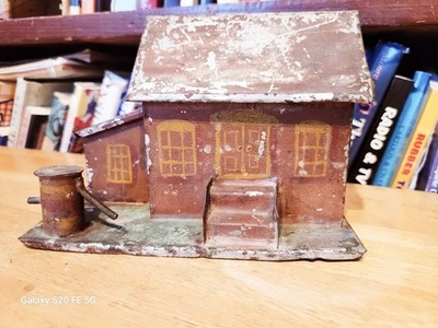 VINTAGE HANDPAINTED TIN  FARM HOUSE BANK - Image 1 of 4