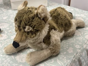 RARE Go! Games 14" Floppy Timber Wolf Plush Stuffed Animal Toy Dog Realistic AG - Picture 1 of 6
