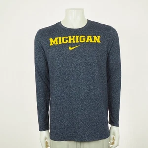 Nike Team Michigan Wolverines Tee Shirt Mens Large Blue NCAA Athletic Cut Blend - Picture 1 of 3